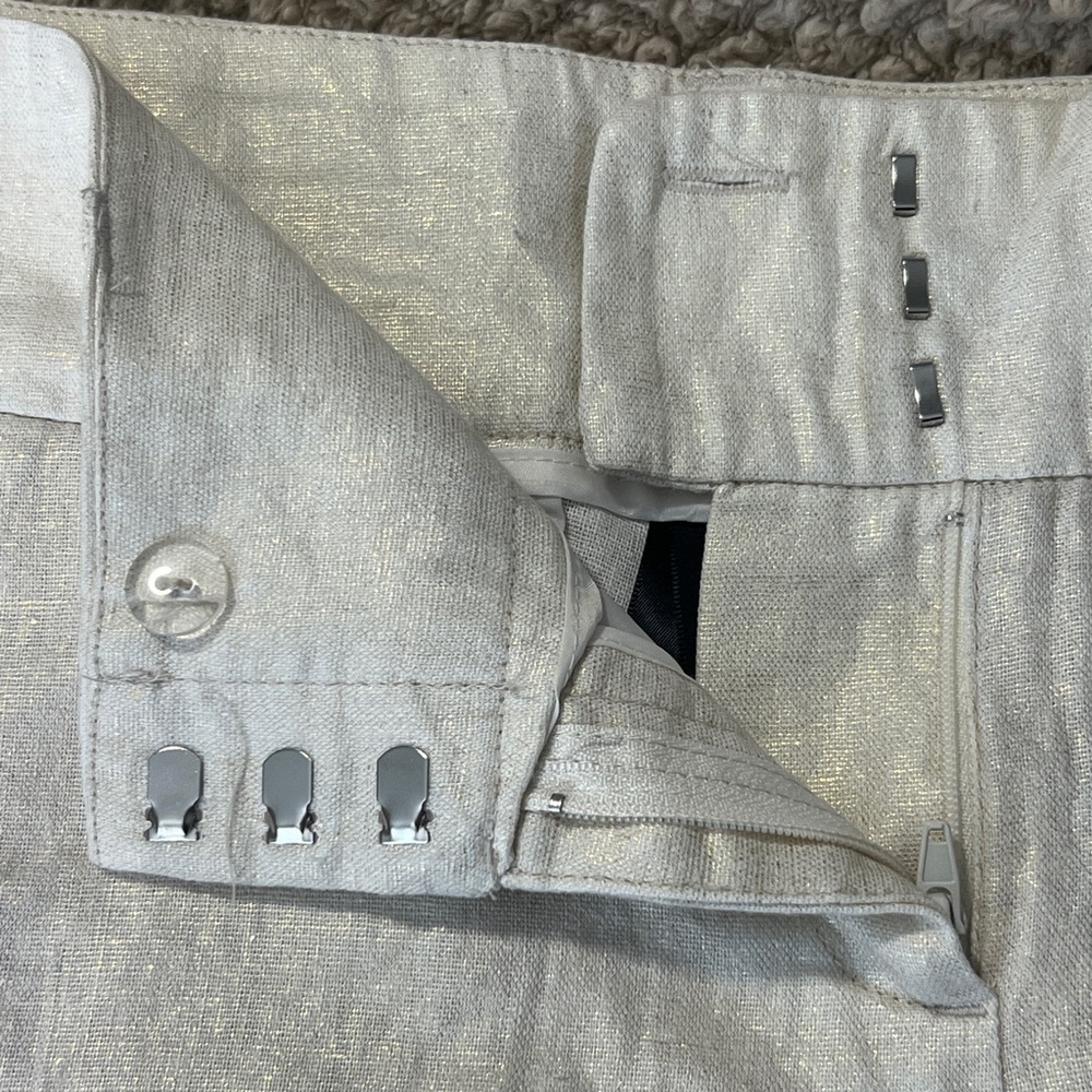 Willi Smith Cream & gold shimmer Shorts Tailored Linen pockets size 6 medium‎ - Picture 5 of 9